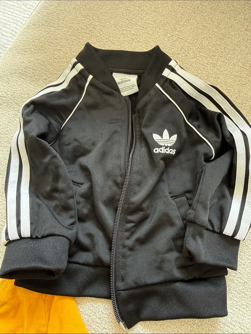 adidas Black Kids' Track Jacket with White Stripes